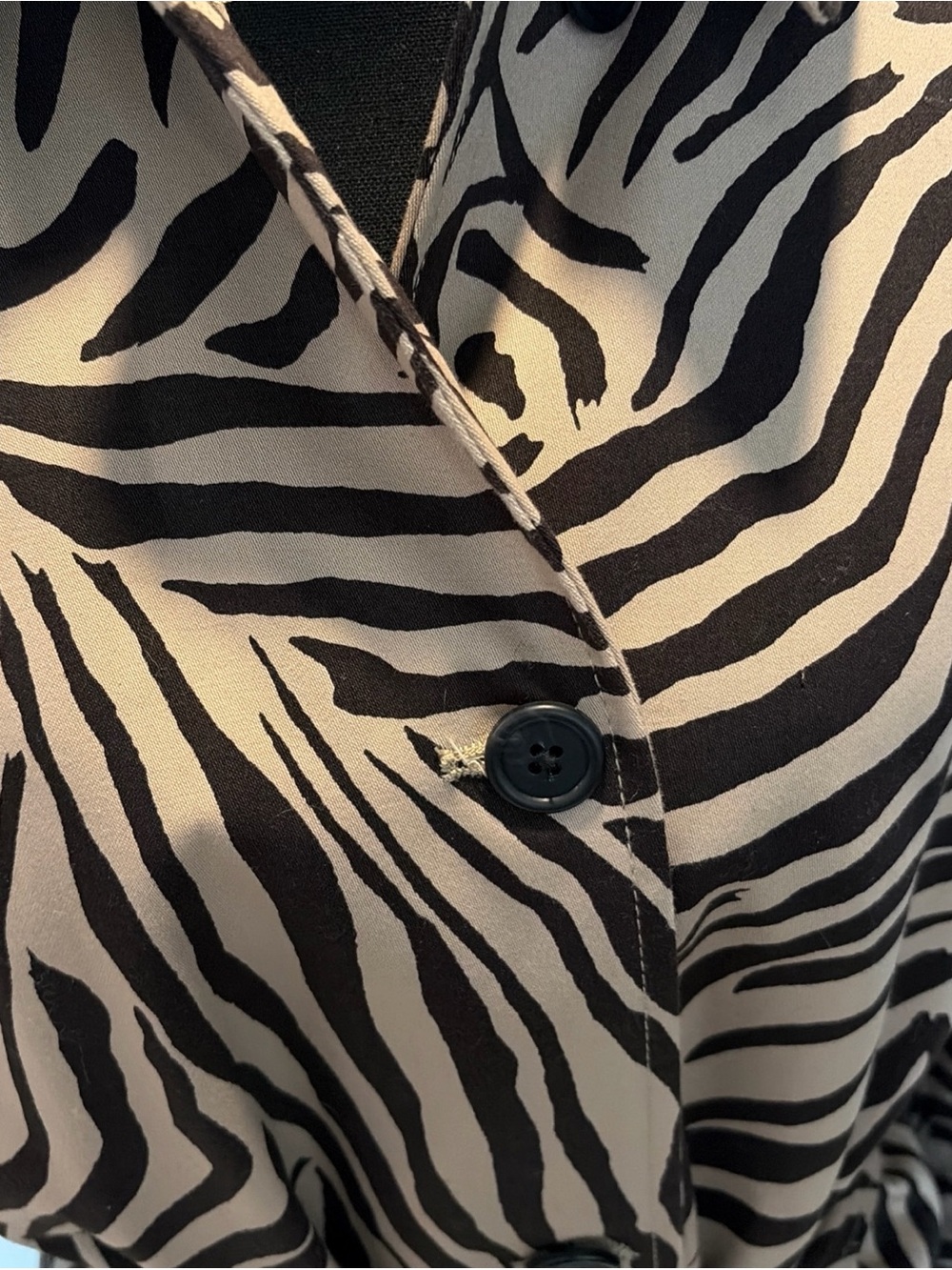Brown Zebra Belted Trench Jacket XL Coat Cotton Mob Wife Classic animal print - Picture 8 of 13